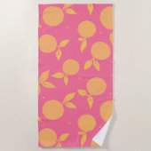 Serviette De Plage motif Abstrait tangerine rose et jaune (Devant)