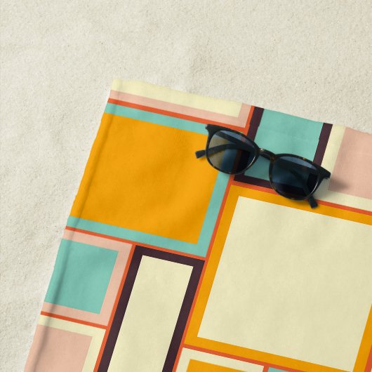 Serviette De Plage Motif abstrait vibrant avec des rectangles (En situation)
