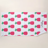 Serviette De Plage Motif Ananas Rose Chic  Blanc (Devant)