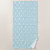 Serviette De Plage Motif Ancre bleu et blanc en poudre (Devant)