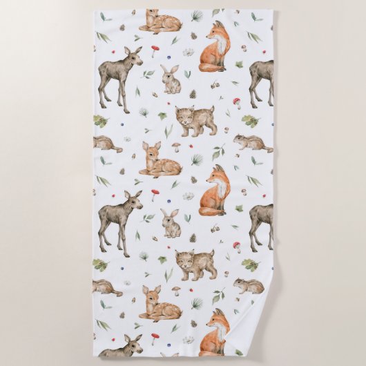 Serviette De Plage Motif animal de bois mou (Devant)