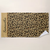 Serviette De Plage Motif animal léopard Nom Monogramme Imprimé (Devant)
