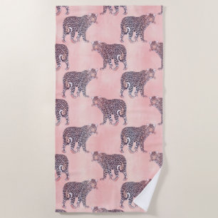 Serviette De Plage Motif animal léopard rose moderne