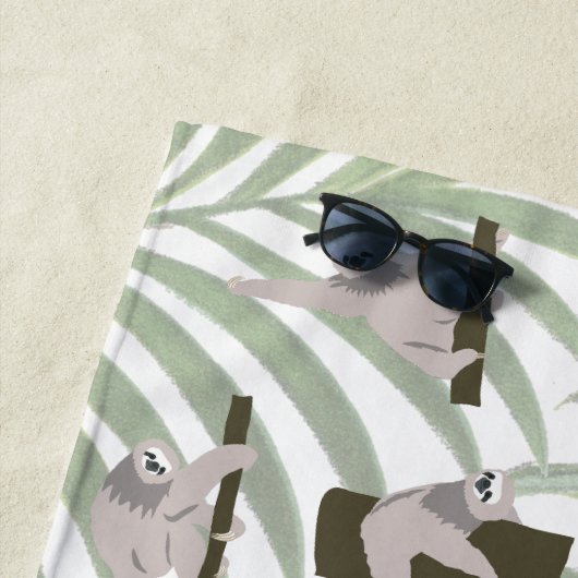 Serviette De Plage Motif animal mignon en forêt sauvage Monogramme (En situation)