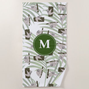 Serviette De Plage Motif animal mignon en forêt sauvage Monogramme