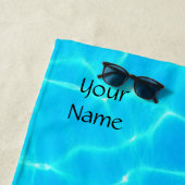 Serviette De Plage Motif Aqua Avec Réflexion Vagues (En situation)