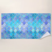 Serviette De Plage Motif Aqua Pearlescent & Gold Mermaid (Devant)