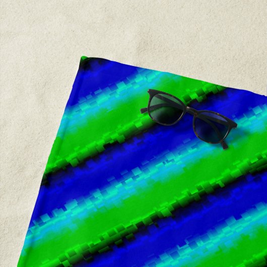 Serviette De Plage Motif arc-en-ciel bleu vert abstrait 3D (En situation)
