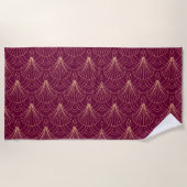 Serviette De Plage Motif Art Déco avec éventails géométriques dorés (Devant)