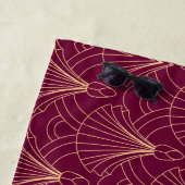 Serviette De Plage Motif Art Déco avec éventails géométriques dorés (En situation)