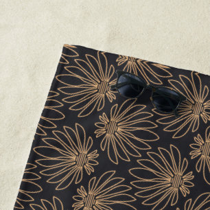 Serviette De Plage Motif Art Déco avec motifs floraux dorés