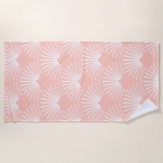 Serviette De Plage Motif Art déco rose et blanc (Devant)