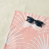 Serviette De Plage Motif Art déco rose et blanc (En situation)
