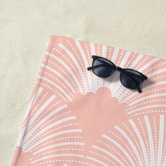 Serviette De Plage Motif Art déco rose et blanc (En situation)