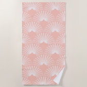 Serviette De Plage Motif Art déco rose et blanc (Devant)