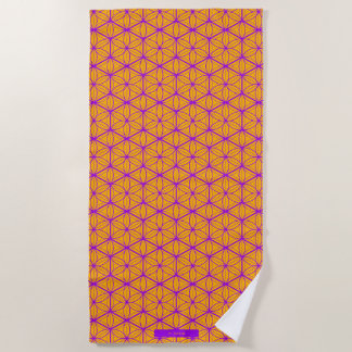 Serviette De Plage Motif Asanoha Japonais Violet et Or