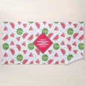 Serviette De Plage Motif au néon de pastèques d'aquarelle (Devant)