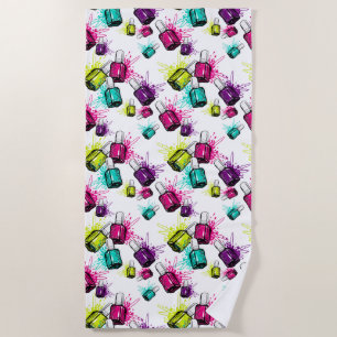 Serviette De Plage Motif au néon de vernis à ongles