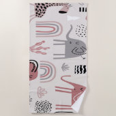 Serviette De Plage motif avec de mignons éléphants et girafes géant (Devant)
