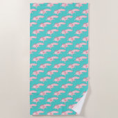 Serviette De Plage Motif Axolotl rose (Devant)