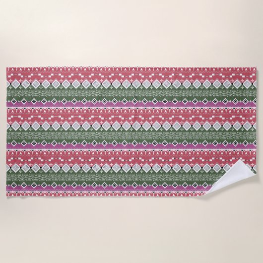 Serviette De Plage Motif aztèque, rayures / (Devant)