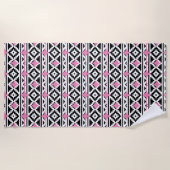 Serviette De Plage Motif aztèque rose (Devant)