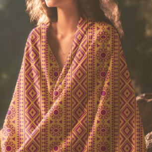 Serviette De Plage Motif aztèque rouge et moutarde
