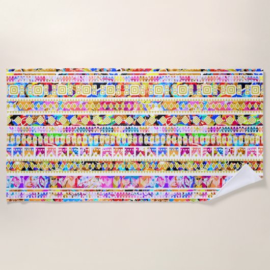 Serviette De Plage Motif aztèque tribal coloré (Devant)