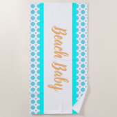 Serviette De Plage Motif Bébé de Plage Bleu Été Rayures Blanches (Devant)