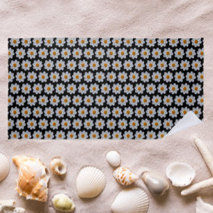 Serviette De Plage Motif blanc Dahlia sur Floral noir