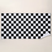 Serviette De Plage Motif blanc de noir classique de damier (Devant)