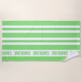 Serviette De Plage Motif blanc Lime Green Stripes (Devant)