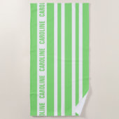 Serviette De Plage Motif blanc Lime Green Stripes (Devant)