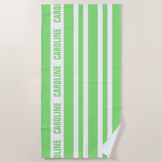 Serviette De Plage Motif blanc Lime Green Stripes (Devant)