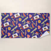 Serviette De Plage Motif bleu d'amusement de la Californie (Devant)