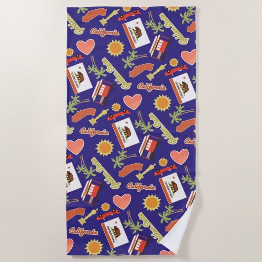 Serviette De Plage Motif bleu d'amusement de la Californie (Devant)