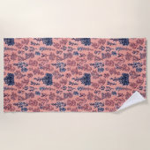 Serviette De Plage Motif bleu de corail de Preppy (Devant)