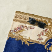 Serviette De Plage motif bleu et doré (En situation)
