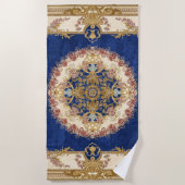 Serviette De Plage motif bleu et doré (Devant)