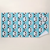 Serviette De Plage Motif bleu Kawaii d'ours panda d'enfants (Devant)