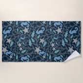 Serviette De Plage Motif bleu profond (Devant)