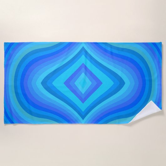 Serviette De Plage Motif bleu rétro (Devant)