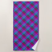 Serviette De Plage Motif bleu rose violet (Devant)
