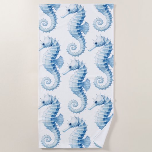 Serviette De Plage Motif Blue Seahorse (Devant)