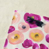 Serviette De Plage Motif botanique d'aquarelle du monogramme | (En situation)