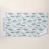 Serviette De Plage motif botanique de Cactus personnalisé (Devant)