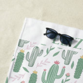 Serviette De Plage motif botanique de Cactus personnalisé (En situation)