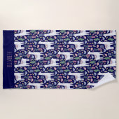 Serviette De Plage Motif botanique de Cute Llama Whimsical (Devant)