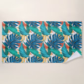 Serviette De Plage Motif botanique d'île de jungle de feuille (Devant)