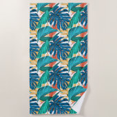 Serviette De Plage Motif botanique d'île de jungle de feuille (Devant)